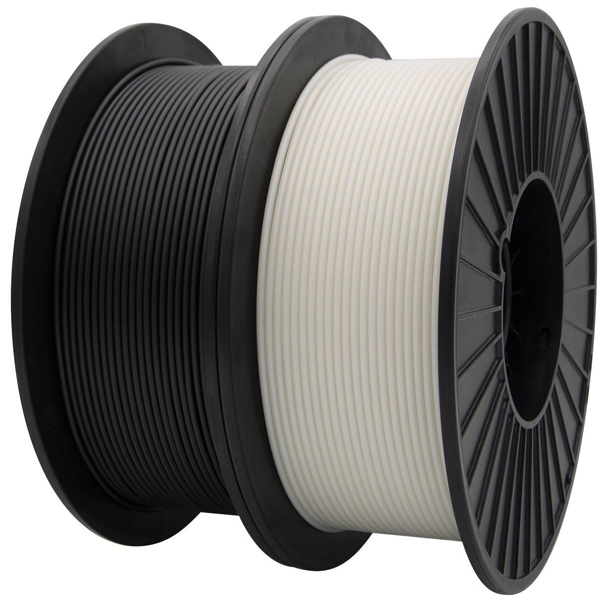 LumaFuse-PC 1500 FR Black and white LumaFuse PC 1500 FR Additive Filament on spools
